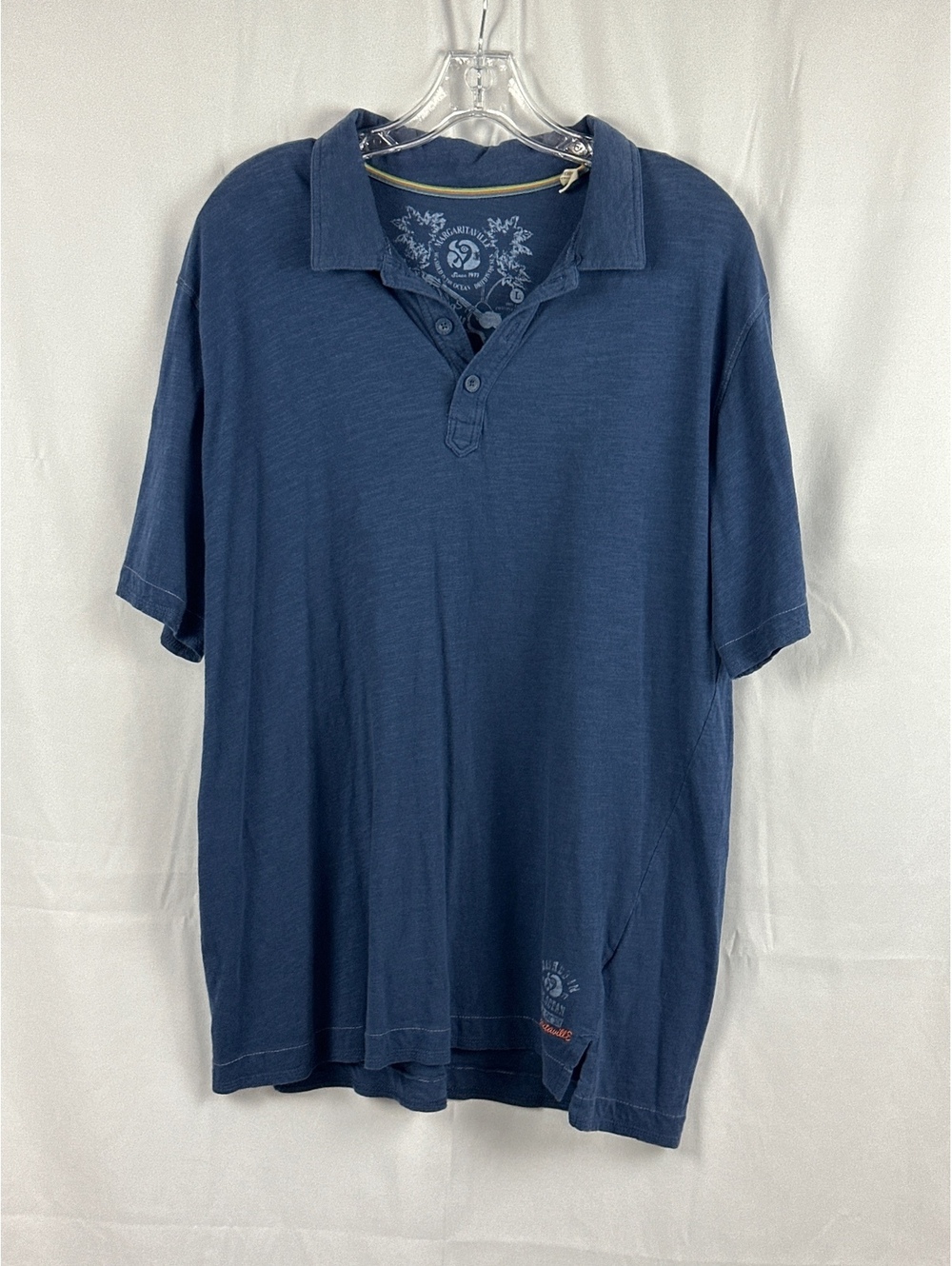 Margaritaville Blue Polo Shirt Size Large 100% Cotton
